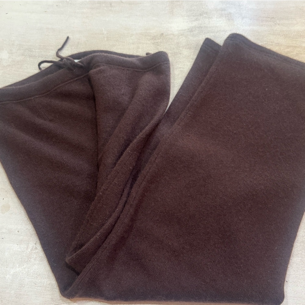 Neiman Marcus cashmere women’s sweatpants wide leg dark chocolate size XL